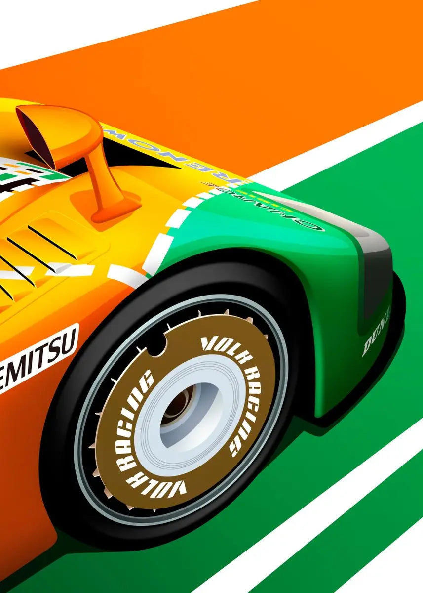 Modern Cartoon Racing Car Poster