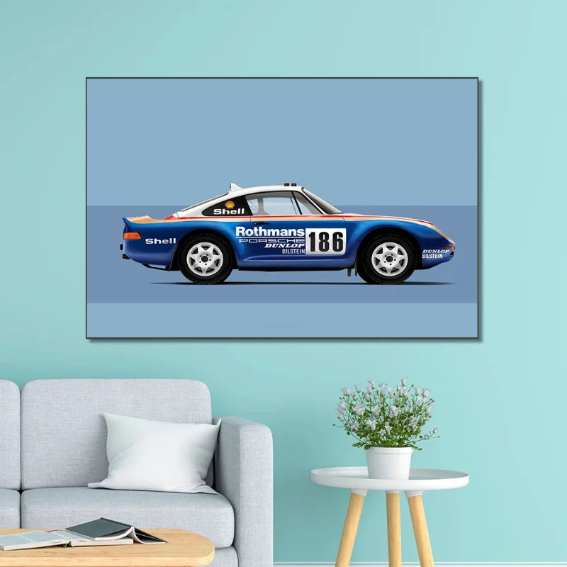 Modern Cartoon Racing Car Poster