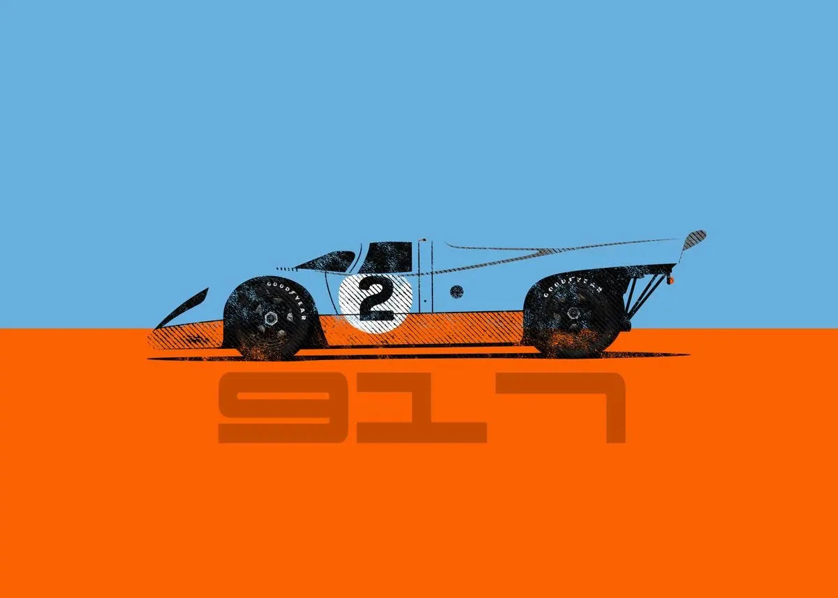 Modern Cartoon Racing Car Poster