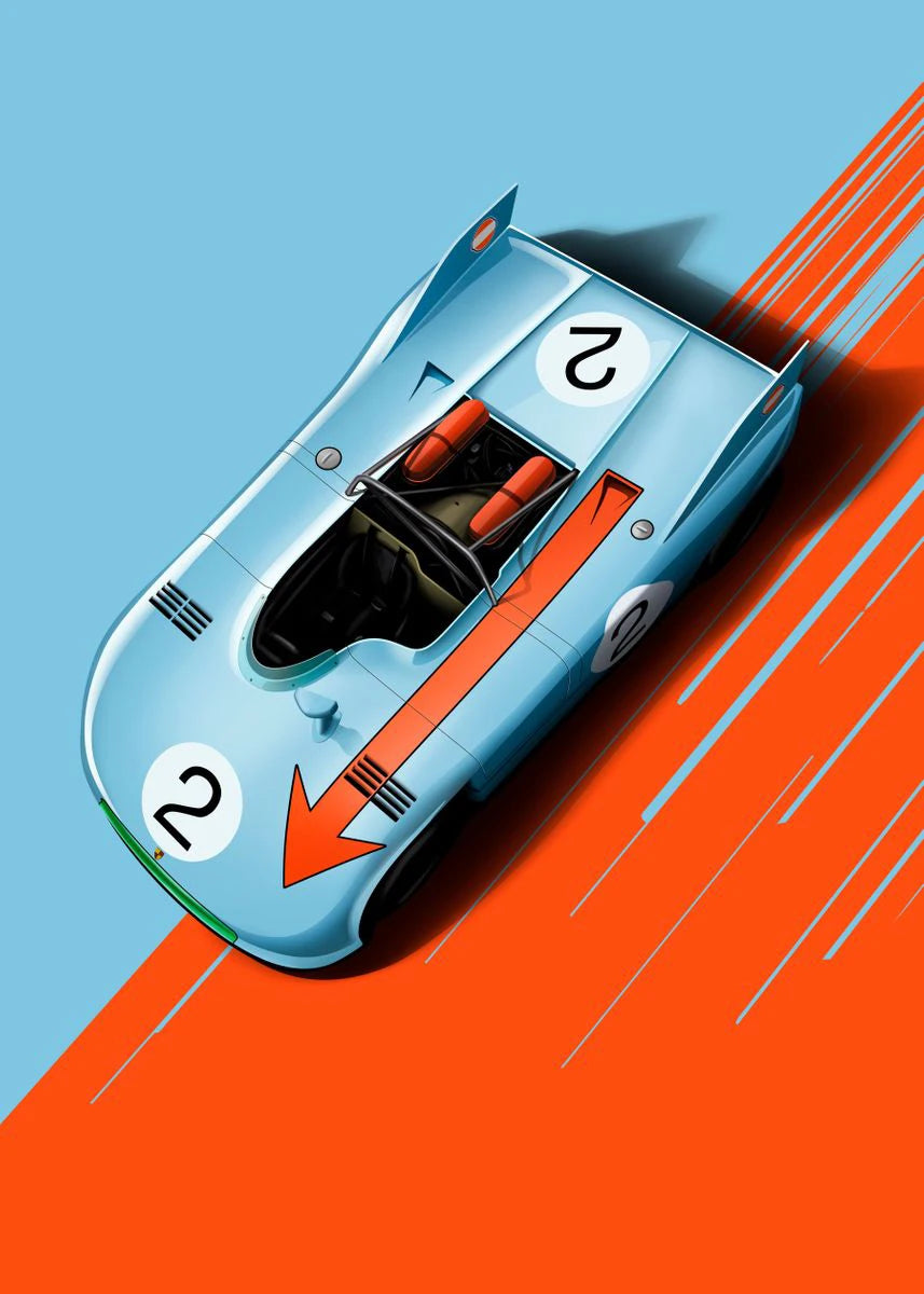 Modern Cartoon Racing Car Poster