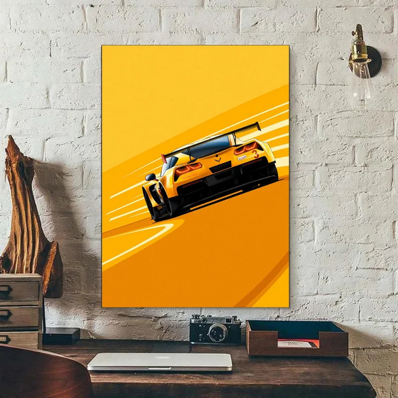 Modern Cartoon Racing Car Poster