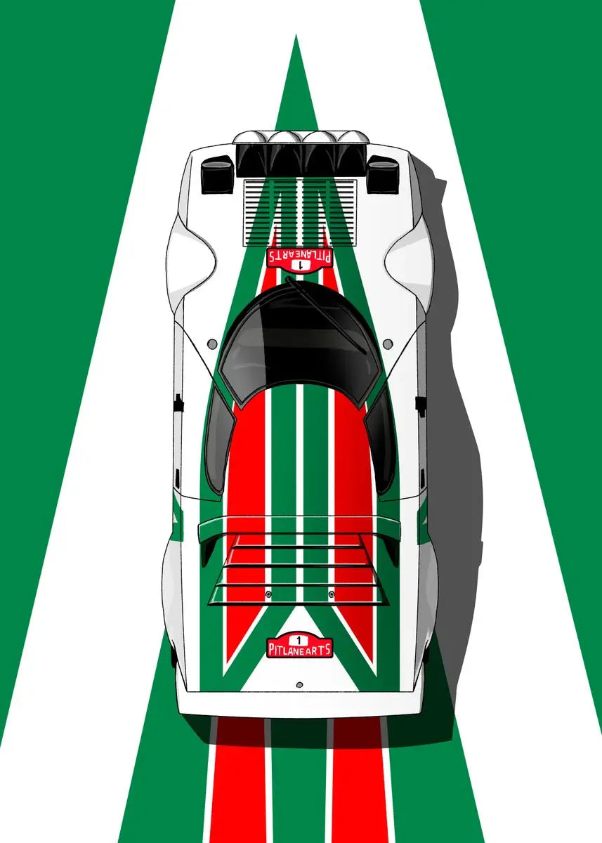 Modern Cartoon Racing Car Poster